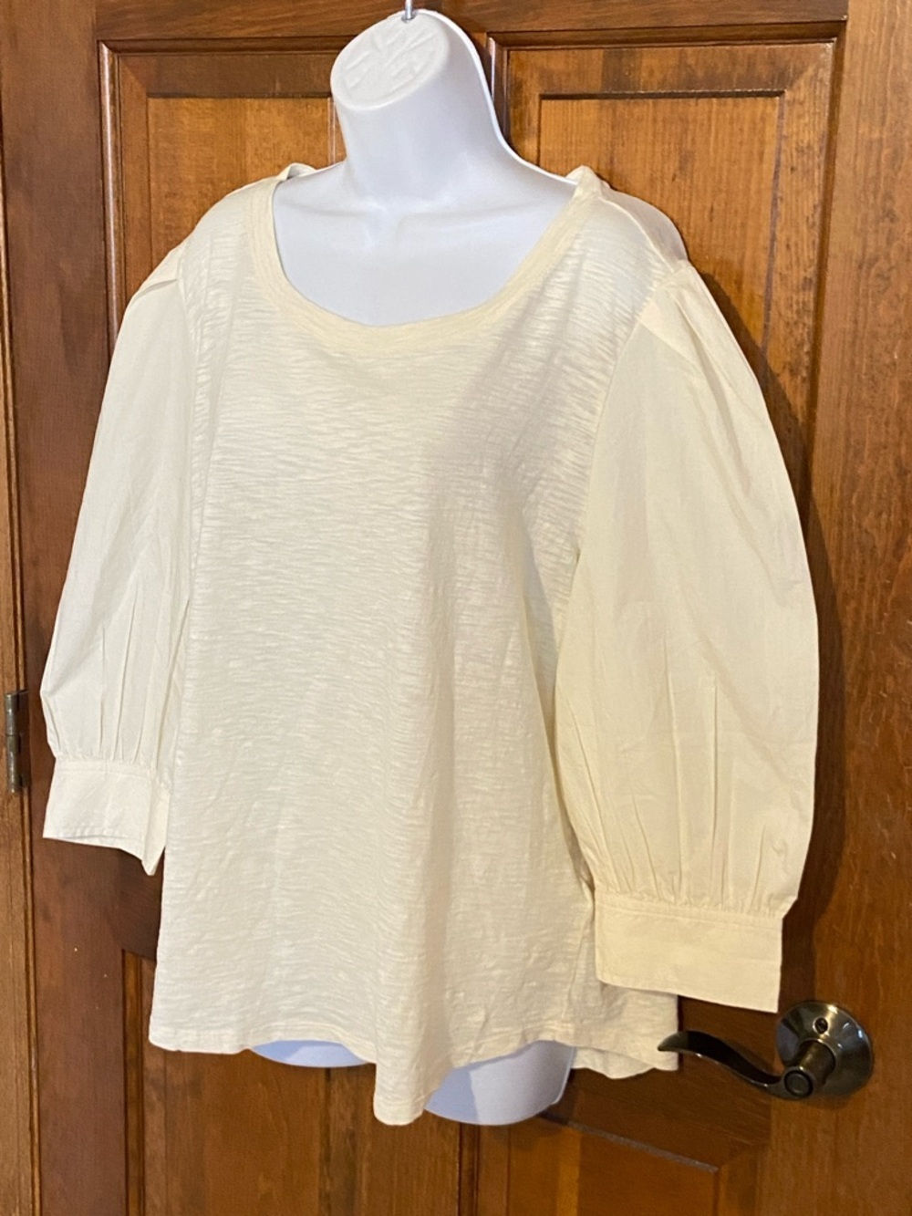 Lauren Ralph Lauren Black Tag women's cotton blend cream media puff sleeve XXL - Picture 3 of 12